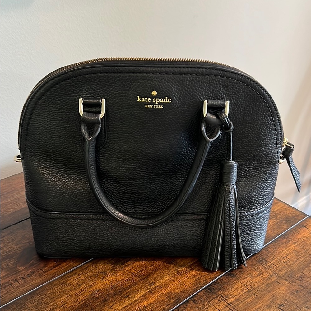 Kate Spade Black Satchel with Gold Accents